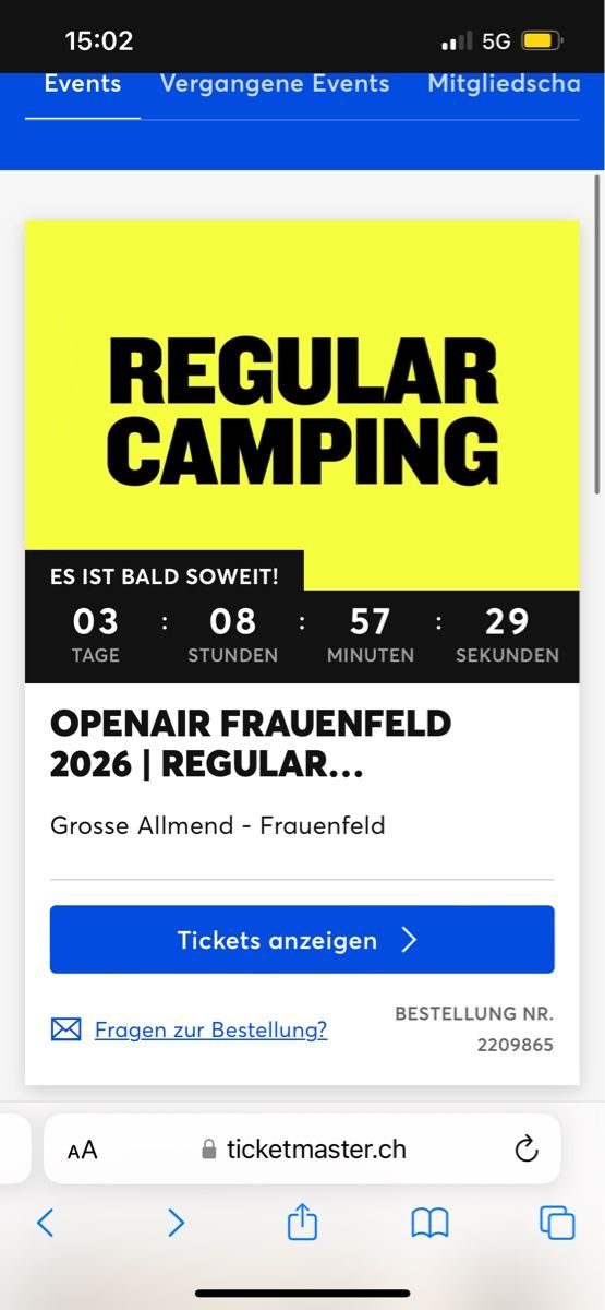 Biglietti: Openair Frauenfeld 2026 Regular Camping Ticket C – Nuovo e nell'imballaggio originale da Winterthur venduto da eli_88j5