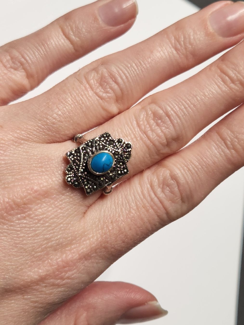 Anelli: Vintage Silber Ring mit Türkis Stein, Grösse 53 – Usato da St. Gallen venduto da GIULESGG 4
