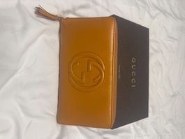 Porte feuille Gucci cuir graine jaune