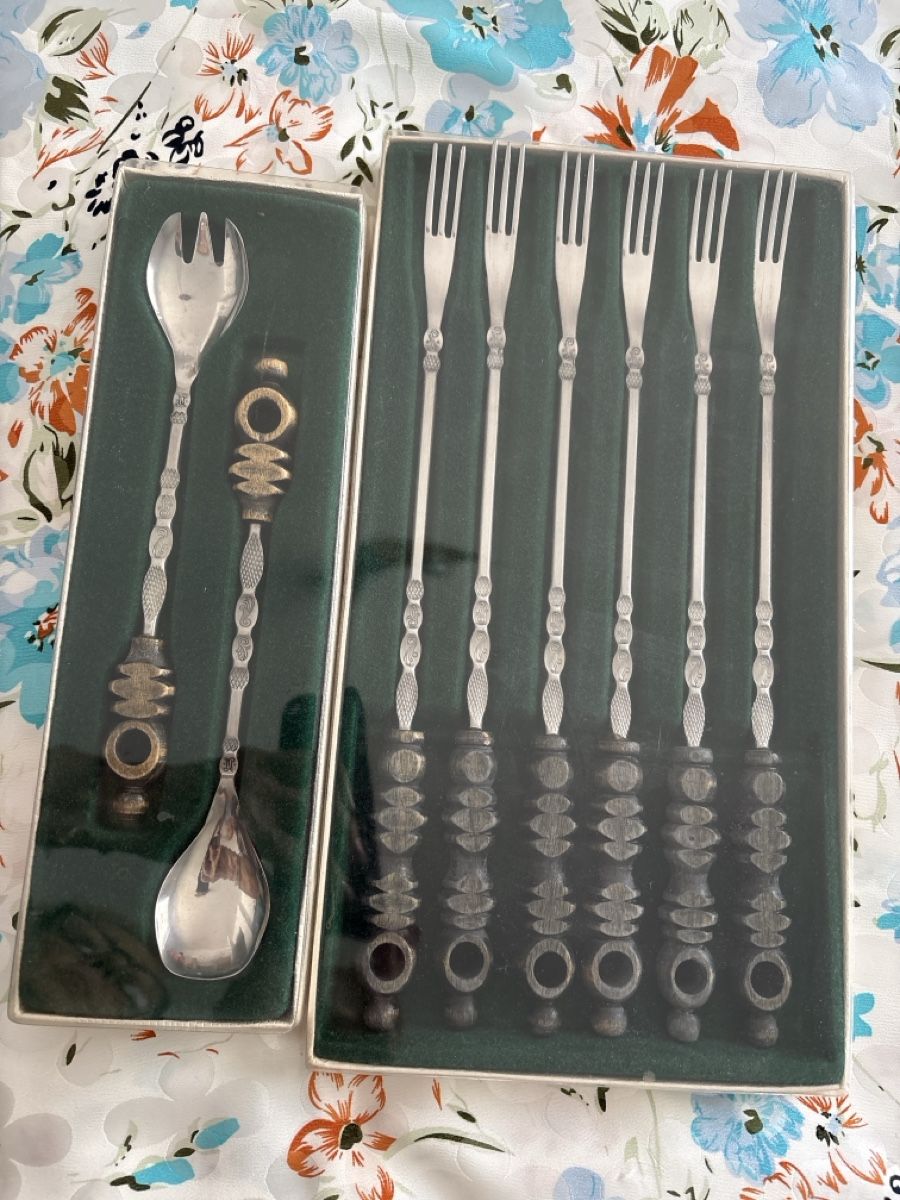 Set di posate: Fondue Gabeln und Löffel - Gabel Set Vintage – Nuovo e nell'imballaggio originale da Bellinzona venduto da LuganoBoutique
