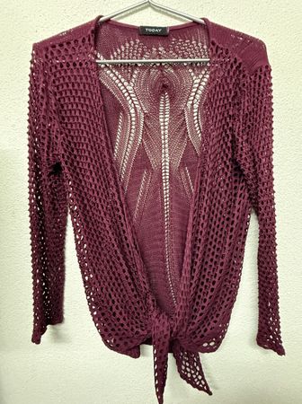 Damen Strickjacke TODAY bordeaux Grösse S Netzoptik