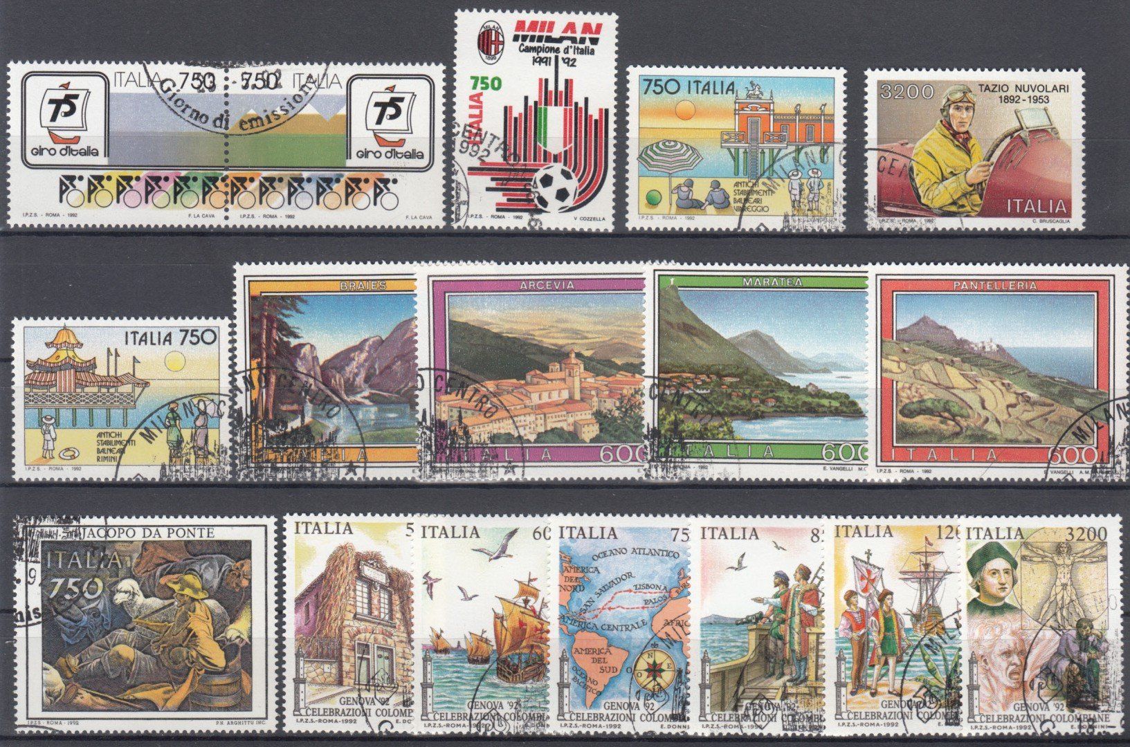 Tous les timbres: Italien 1992 mit ET – D'occasion à Bürglen TG par StampGraf 4