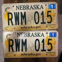  🇺🇸 2x Paar U.S. Autoschild, Nebraska RWM 015 - ORIGINAL 