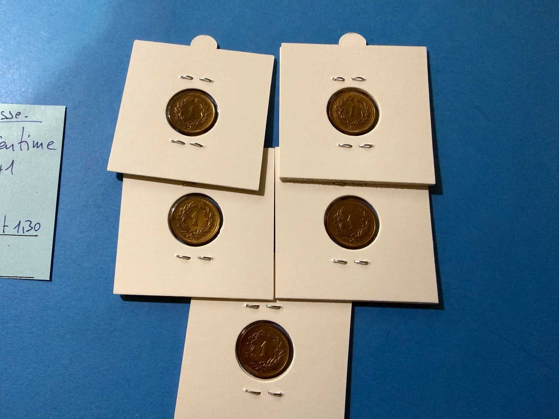 Tutti le monete: SUISSE : 5 X 1 CENTIME 1941 - SUPERBE – Usato da genève venduto da GEnumist 2