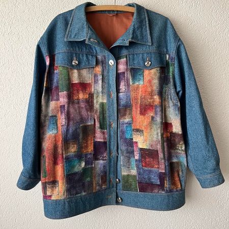 Jeansjacke Herren buntes Design Grösse M