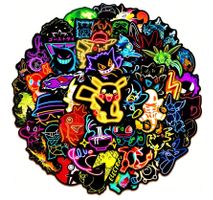 50 x Pokemon Neon Aufkleber / Sticker