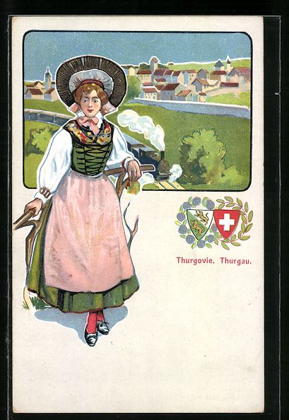 Cartoline postali: AK Schweizerin in Thurgauer Tracht – Usato da Berlin venduto da bartko-reher