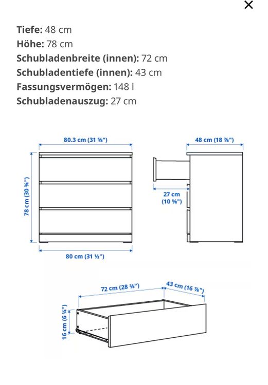 IKEA Malm Kommode (Gebraucht) in Derendingen für CHF 10 – nur Abholung auf Ricardo kaufen