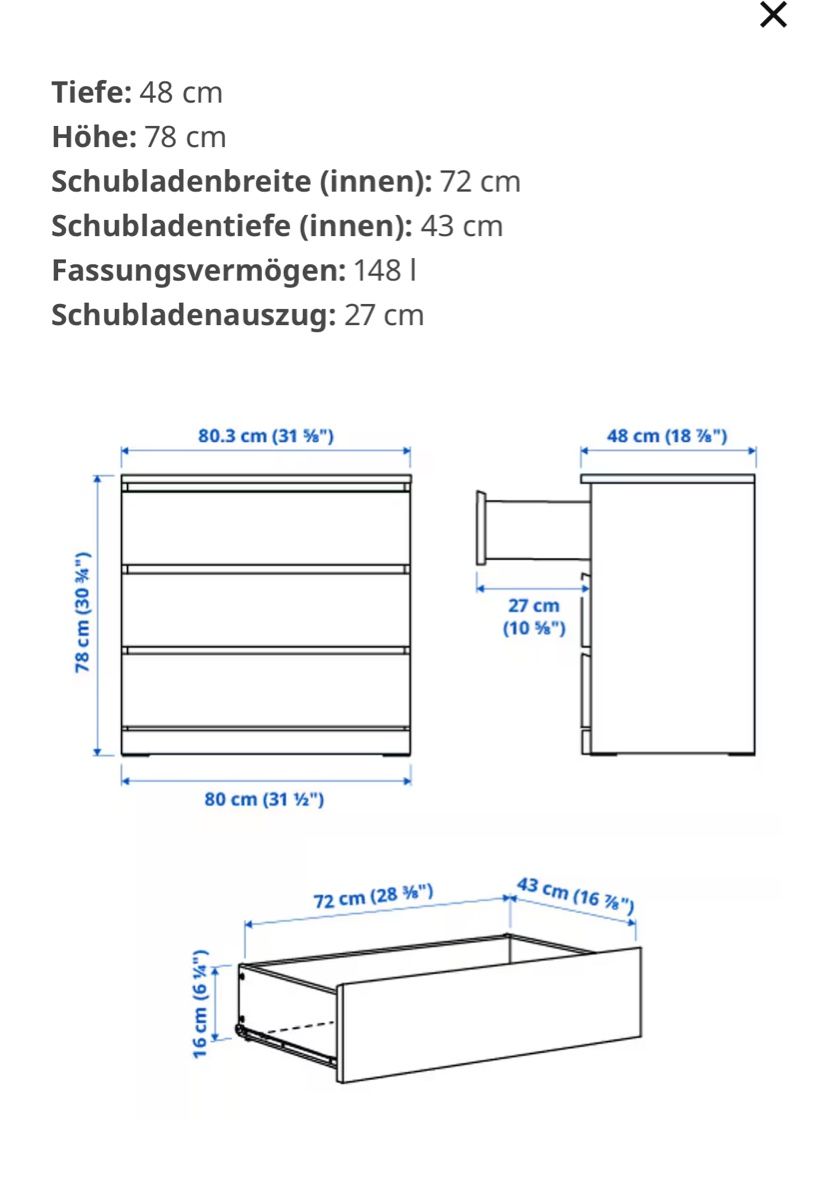 IKEA Malm Kommode (Gebraucht) in Derendingen für CHF 10 – nur Abholung auf Ricardo kaufen