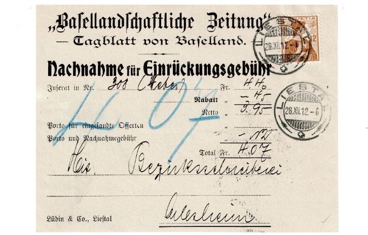 Tutti i francobolli: 2 Nachnahmen nach Arlesheim – Usato da Reinach BL venduto da Eremitage