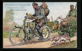 Soldat auf dem Motorrad, Reklame für Ha