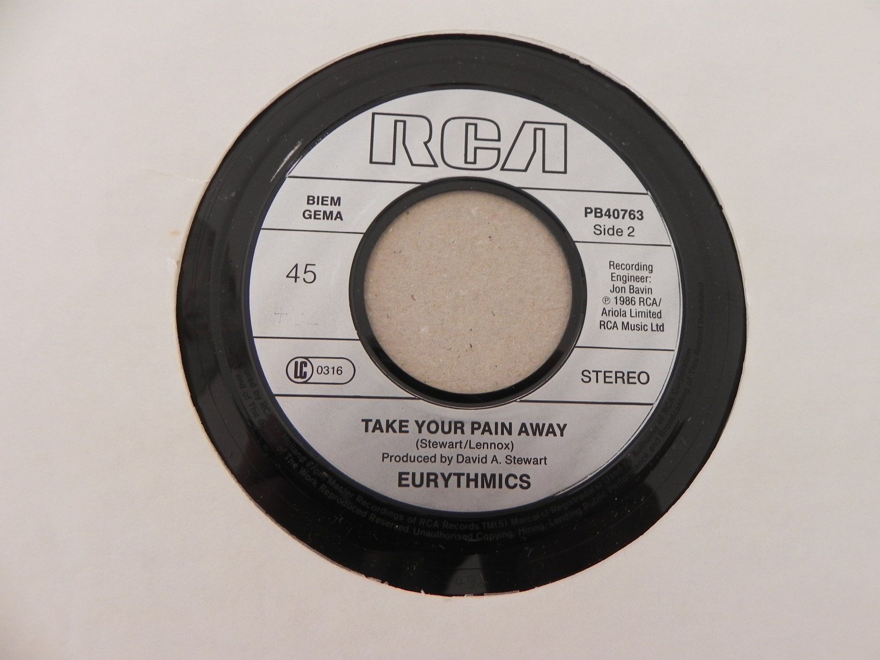 Dischi in vinile: Single brit. Pop Duo Eurythmics 1986 When Tomorrow comes – Usato da Siebnen venduto da krimsie 3