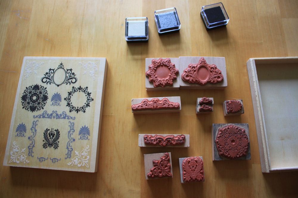 22-teiliges Holzstempel Set Mit 6 Stempelkissen - Botanische Motive Für DIY Projekte