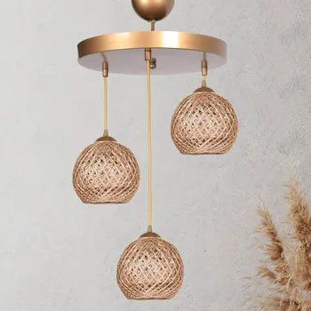 Lampadari & plafoniere: Suspension Gold Jute 3 lumières E27 – Nuovo (secondo la descrizione) da Chézard-St-Martin venduto da kdu_f9lw
