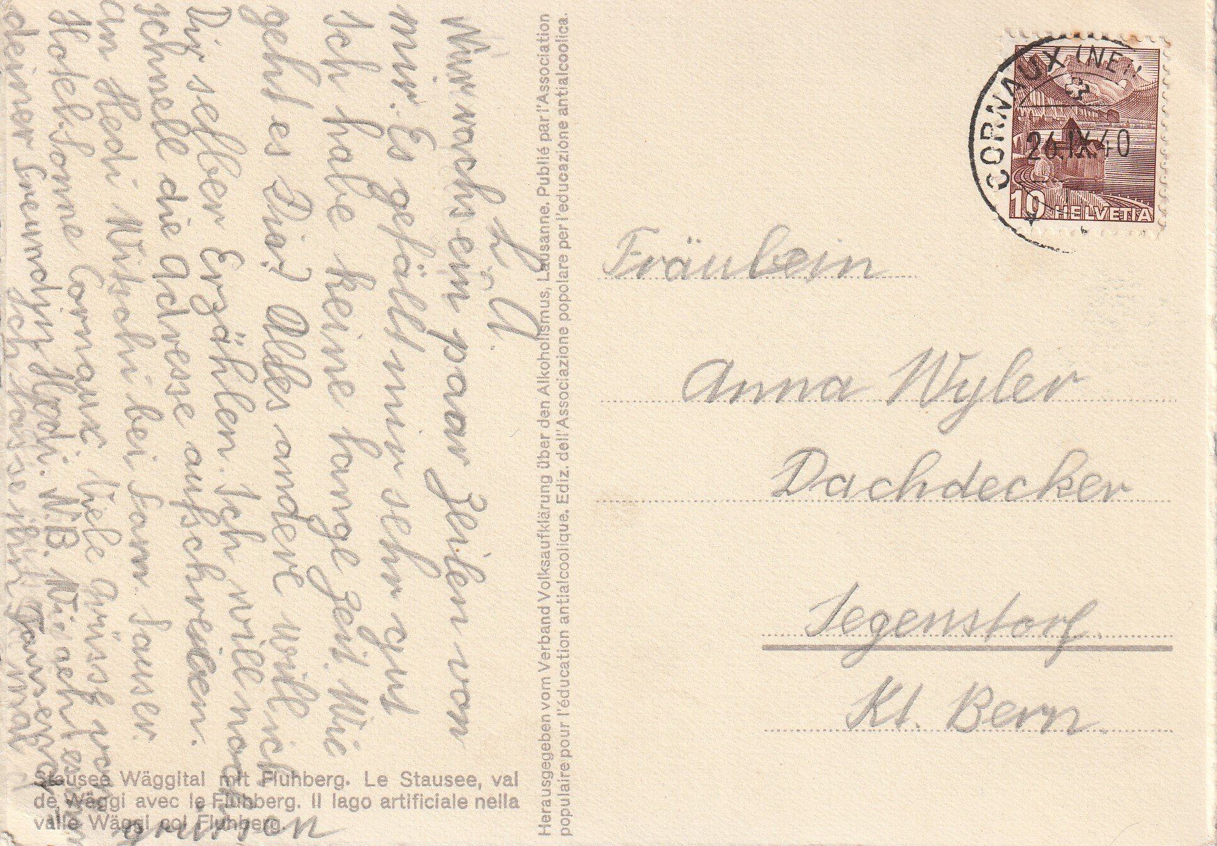 Cartoline postali: AK Stausee Wäggital - gel. 26.9.1940 – Usato da Fribourg venduto da schnalla92 1