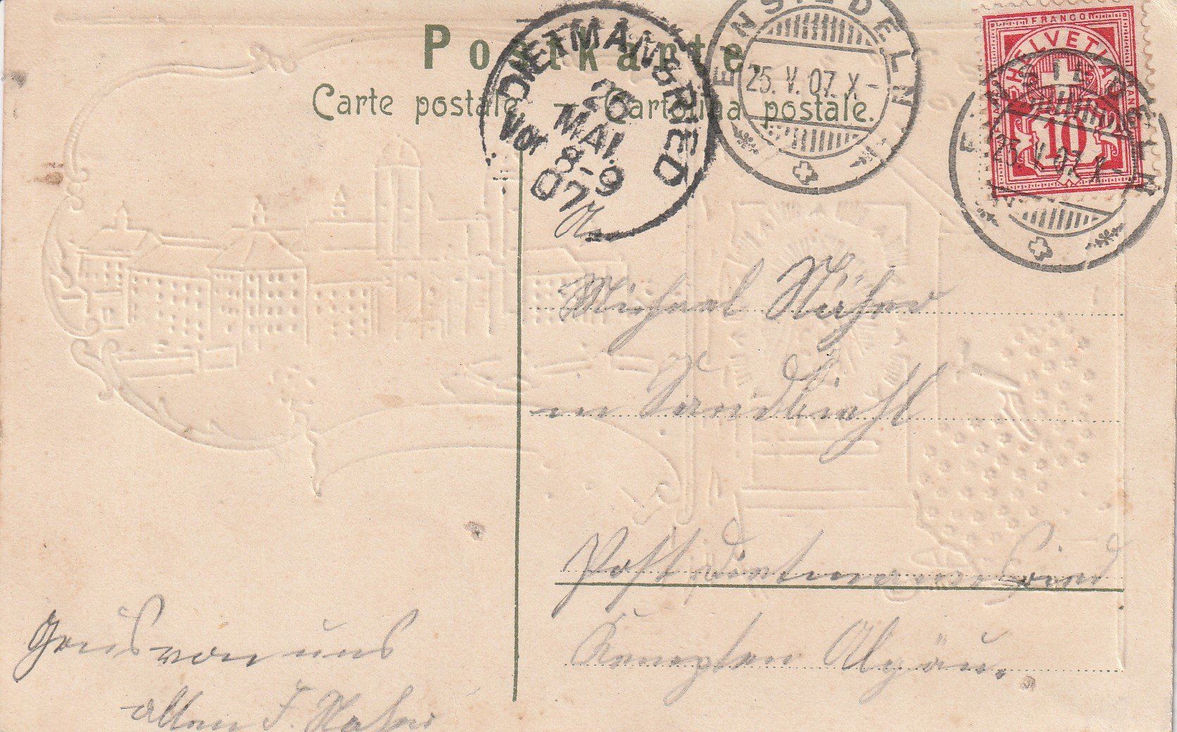 Cartoline postali: Kt.Schwyz-Einsiedeln- Präge Litho 1907 – Usato da uttwil venduto da Koehlerfred 1