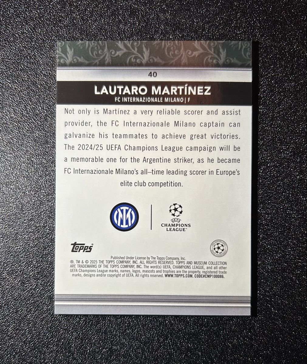 Topps Carte collezionabili: Lautaro Martinez #40 - Topps Museum Collection – Nuovo (secondo la descrizione) da Diepoldsau venduto da Swiss.CLT 1