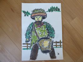 Appenzeller Sylvesterklaus, Naive Malerei, Signiert