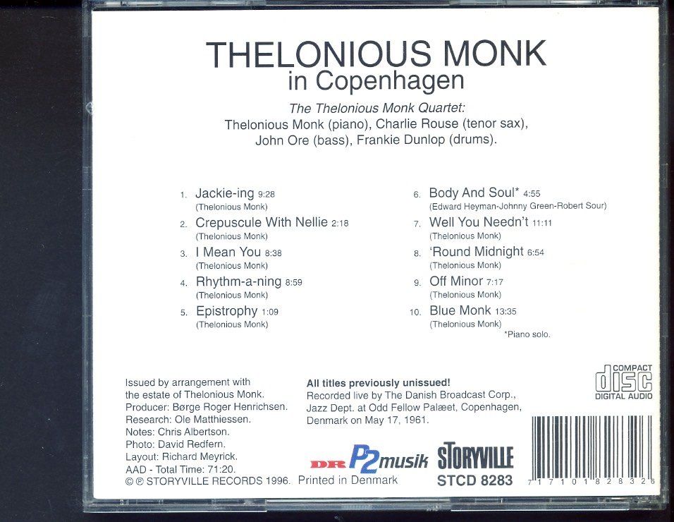 CD: Monk In Copenhagen - Thelonious Monk – Usato da Delémont venduto da MaxPlan 1