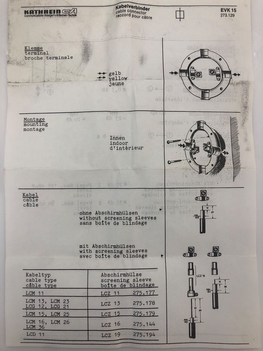 Radiocomunicazione: EVK15 Kathrein Koaxial-Kabelverbinder – Nuovo e nell'imballaggio originale da Neerach venduto da Arbimus 6