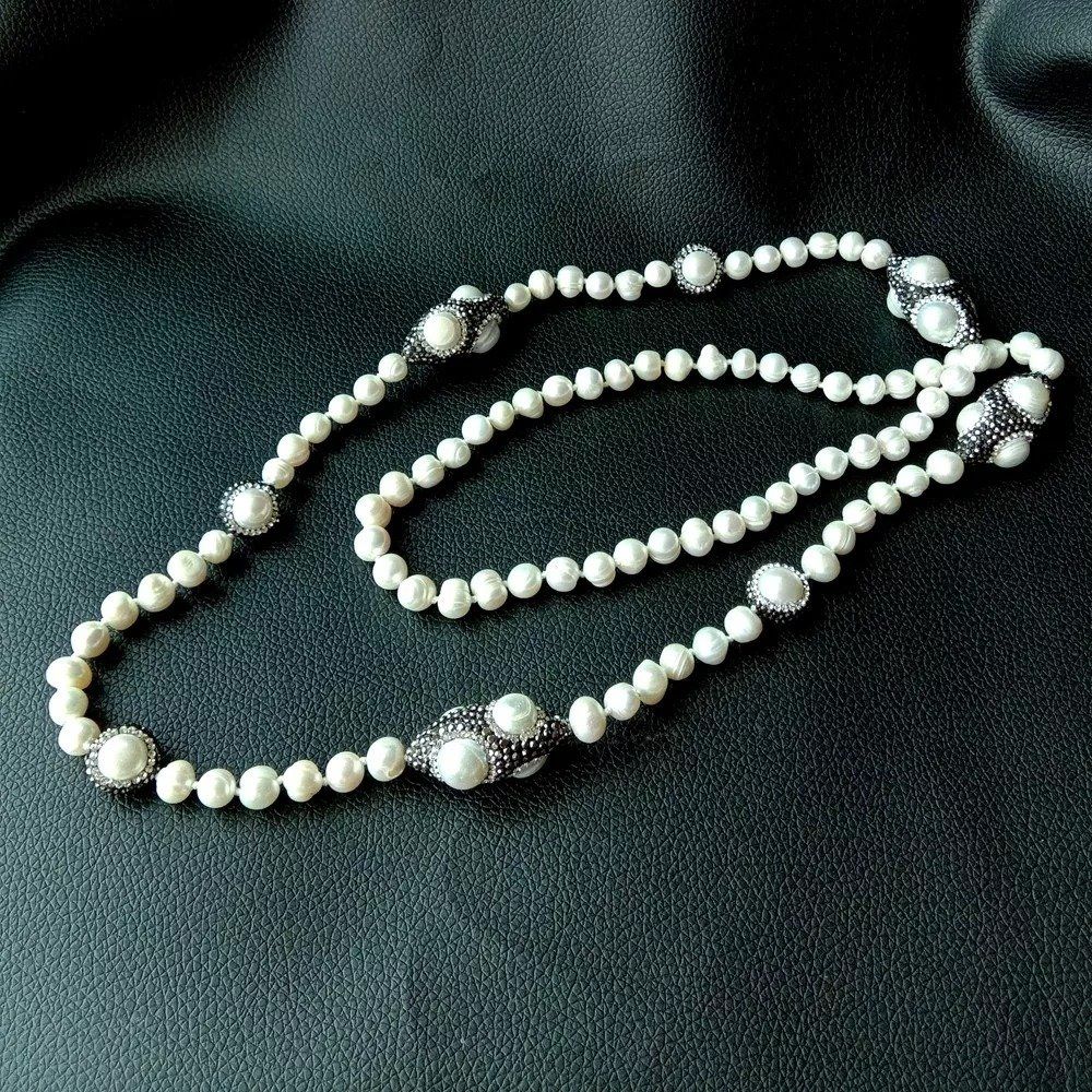 Ketten: Statement 96cm weiss Perlen Kette Echt Collier Perle blanche – Neu (gemäss Beschreibung) aus Prilly von ilyria73 3