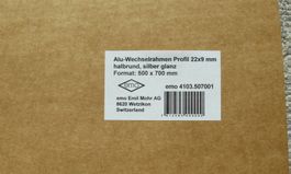 1 Alu-Wechselrahmen 50x70 cm, silber glanz, OVP