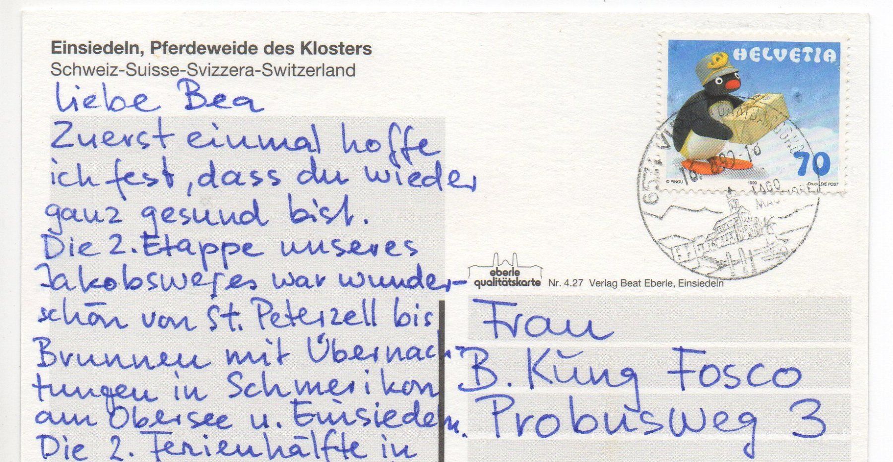 Cartoline postali: EINSIEDELN Pferde-Weide des Klosters – Usato da Jona venduto da philajona 1