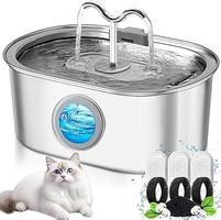 Katzen Trinkbrunnen Edelstahl, mit 3 Filters, 3.2 L