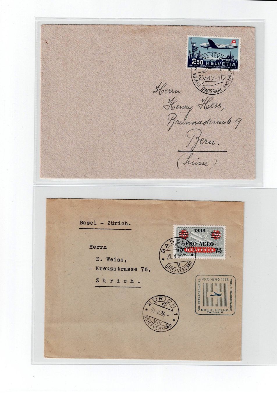 Alle Briefmarken: Schweiz, 9 Flugpostbelege 2 – Gebraucht aus Hinteregg von McCharly01 7