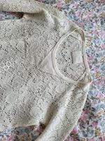 Zara Langarmshirt, Creme, Grösse S, Spitze