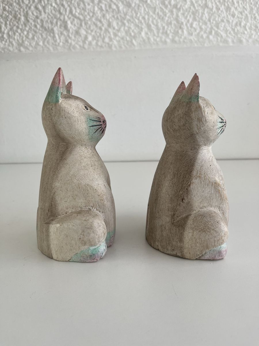 Statuette: 2 Katzen aus Holz – Usato da Wetzikon ZH venduto da seli03 3