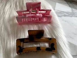 Haarspangen-Set, 2er-Set - Rosa Marmor & Schildpatt - Neu!