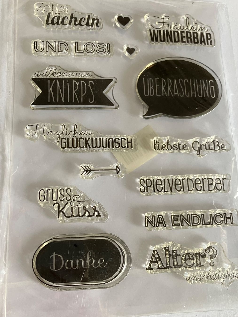 Timbri: Neues Set  Motivstempel  Worte 11x16 cm – Nuovo e nell'imballaggio originale da Effretikon venduto da wenuss