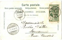 1900 - Lausanne Davel noir - UPU -- 77B 2.02 Warze