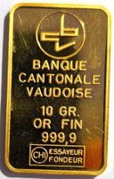10g Goldbarren 999.9 Banque Cantonale Vaudoise+Pochette !!!!