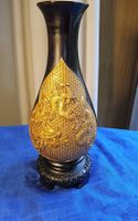 1963 Fujian Lack Vase mit Goldplakette Drachen China