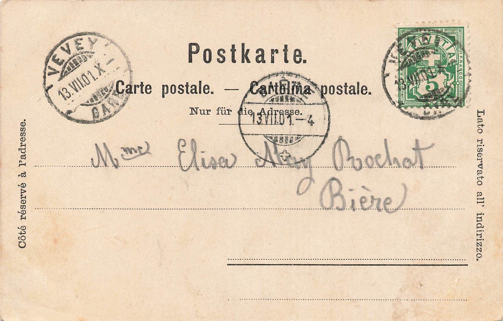 Cartoline postali: Souvenir exposition Vevey 1901 – Usato da Biasca venduto da Blenio71 1