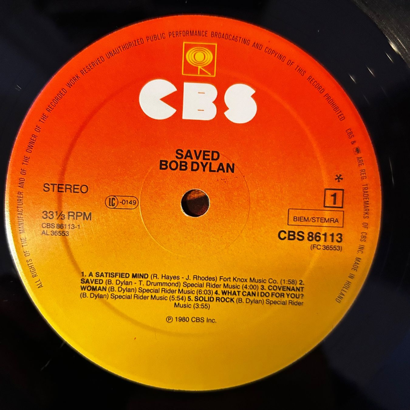 Schallplatten: Bob Dylan - Saved, Vinyl LP 1980 – Gebraucht aus Aesch BL von BernisFlomi 2