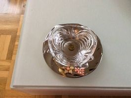 kleine Kristallschale mit Unterteller