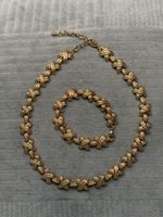 Goldenes Collier & Armband Set Edelstahl gold silber Kette