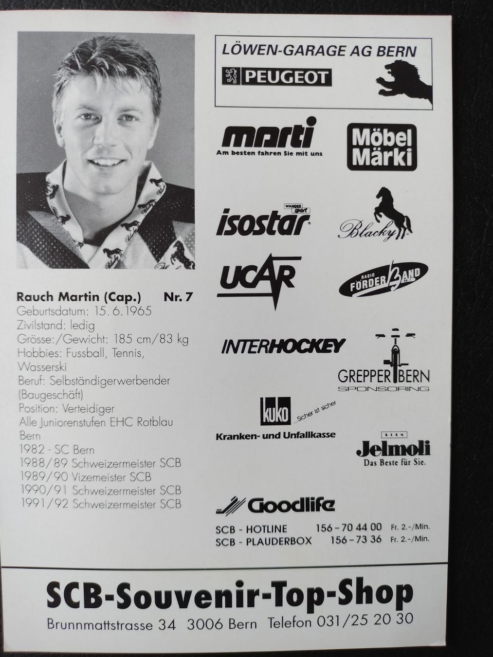 Autogramme: SC Bern, SCB Autogrammkarte, Martin Rauch – Gebraucht aus Schwanden Sigrisw von len_9yqg 1