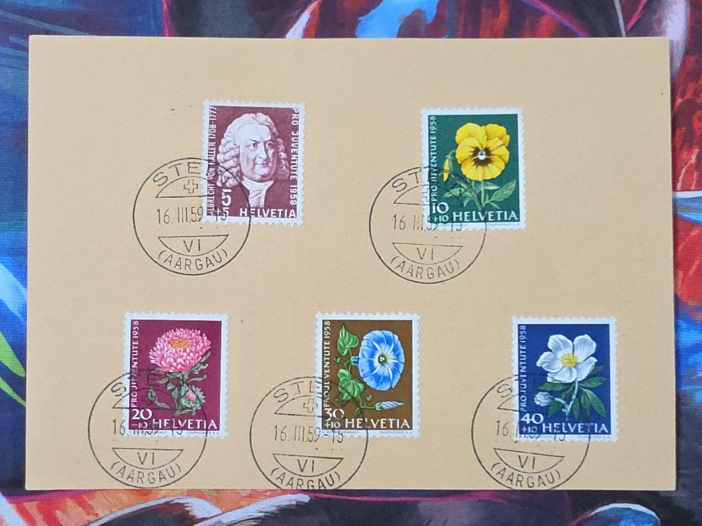 Alle Briefmarken: CL33 Document + Timbre Suisse 1959 – Gebraucht aus Cousset von Patrick_Collections