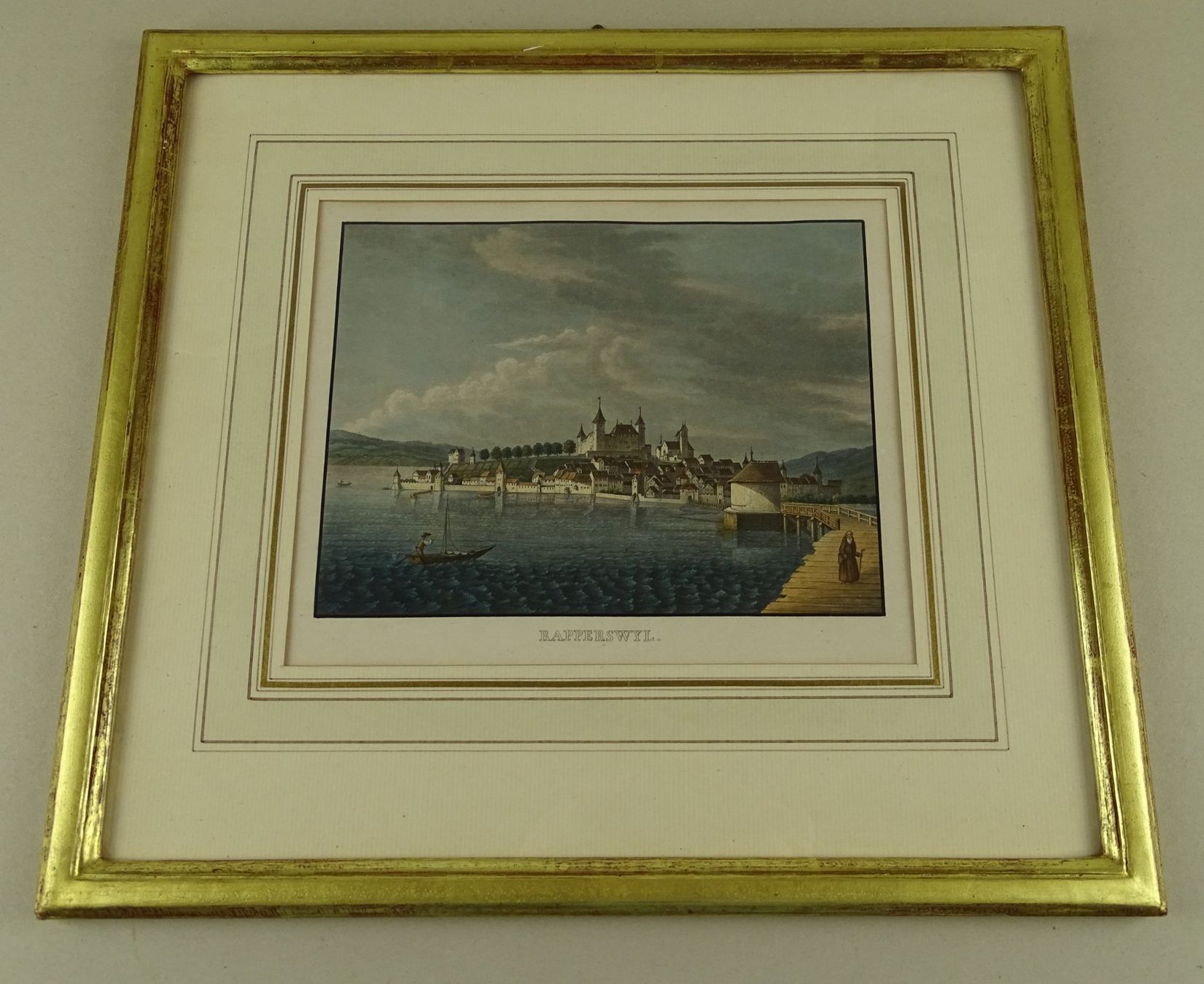 Incisioni: RAPPERSWIL, AQUATINTA 1867 – Usato da Grüningen venduto da Kartensammler