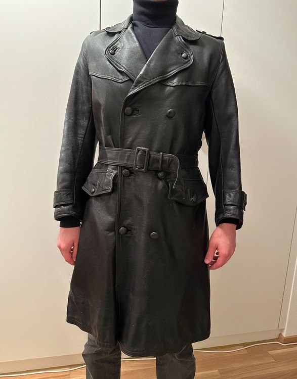 Ledermantel Herren Vintage Trenchcoat - Wasserdichter Wintermantel Mit Entspannter Passform