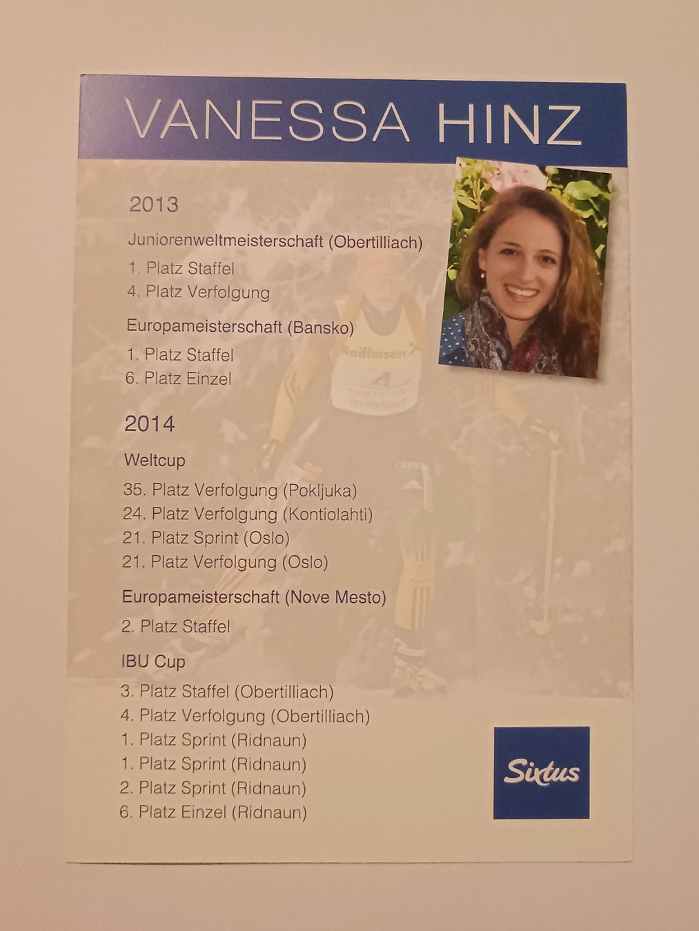 Autografi: Vanessa Hinz - Biathlon - handsigniert – Usato da Menziken venduto da Artographs 1