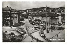 Neuchâtel - ville - Place Purry - Tram - Autobus - 1940 (?)