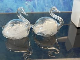 Schwan mit Federn Glasi Hergiswil Fensterdeko Glastiere Deko