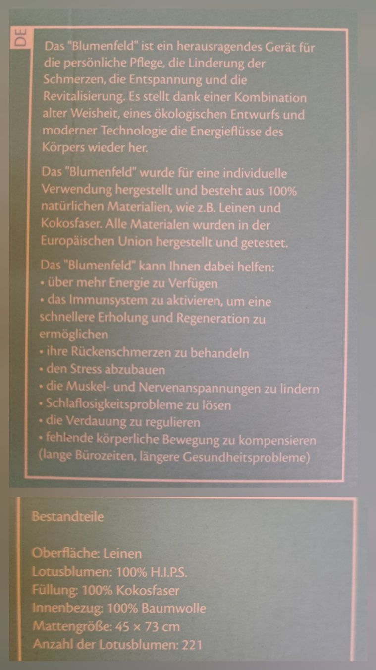 Tapis de sol: Akkupressurmatte "Blumenfeld" – Neuf (Voir description) à Bellikon par cebas23 5