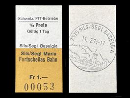 Sils Baselgia Sils Maria Postauto Edmondsonsches Billett
