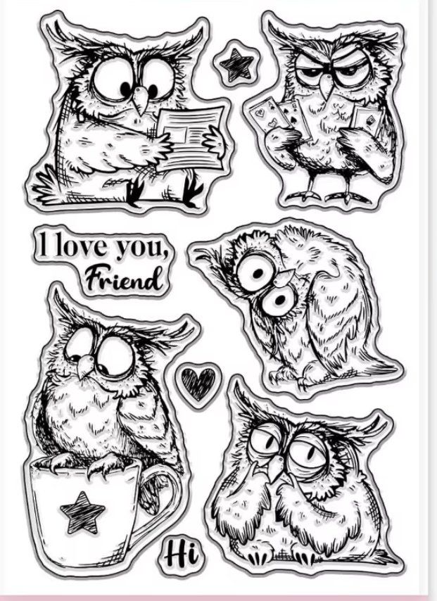 Timbri: Neues Set  Motivstempel  Eulen  11x16 cm – Nuovo e nell'imballaggio originale da Effretikon venduto da wenuss